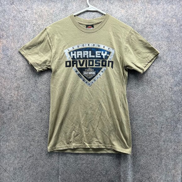 Harley Davidson Shirt Men Small Beige Tan Crewneck Casual Motorcycle Biker 2018 - Picture 1 of 12